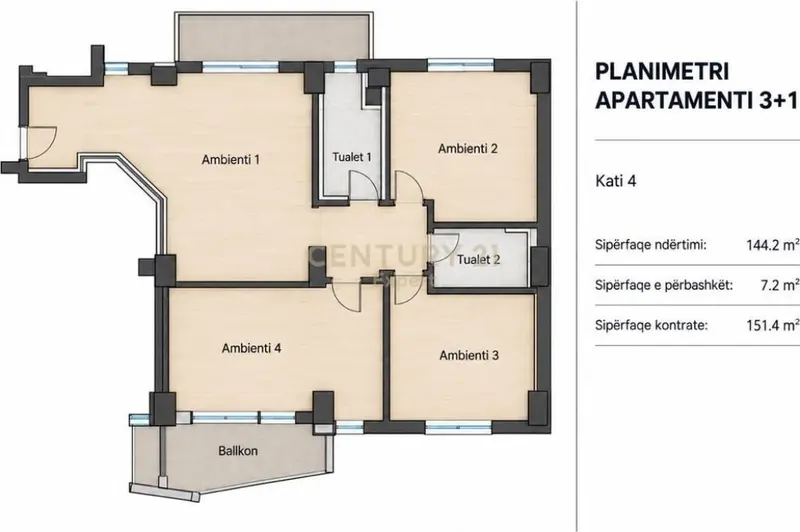 Appartamento 3+1 in affitto a Rruga Abdyl Frashëri, Tirana, 151 m²