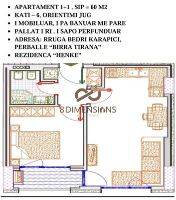 Appartamento 1+1 in affitto a Yzberisht, Tirana, 61 m². Foto 4 di 4