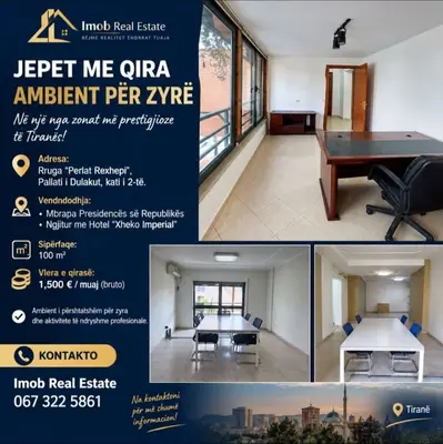 Office for rent in Rruga Perlat Rexhepi, Tirana, 100 m². Photo 1 of 6