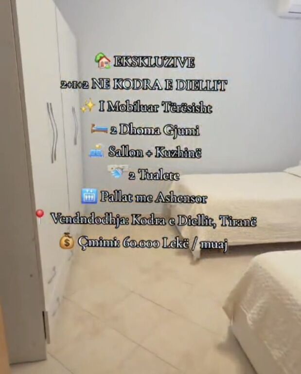 Apartament 2+1 me qera në Kodra e Diellit, Tiranë, 110 m². Foto 3 nga 3
